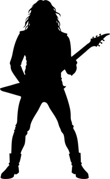 Vektor Silhouette K&ouml;rper isoliert - Musiker mit Gitarre - Musik