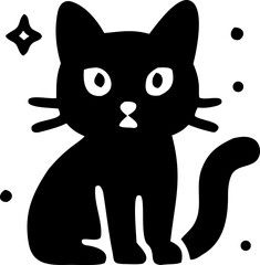 Obraz premium Black cat with a star beside it, perfect for halloween designs, spookythemed projects, petrelated content, and magical illustrations.