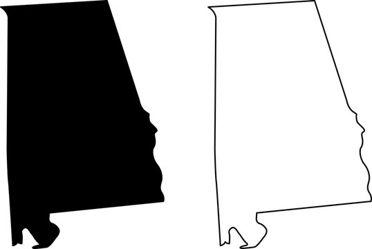 Alabama state outline in black and white