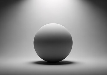 Monochrome sphere with dramatic lighting and smooth shadow on minimalist background