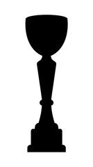 A single trophy silhouette stands tall, signifying achievement and recognition. The dark shape against the light background evokes feelings of aspiration, triumph, and success