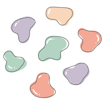 Vibrant colorful blobs in pastel shades on white background