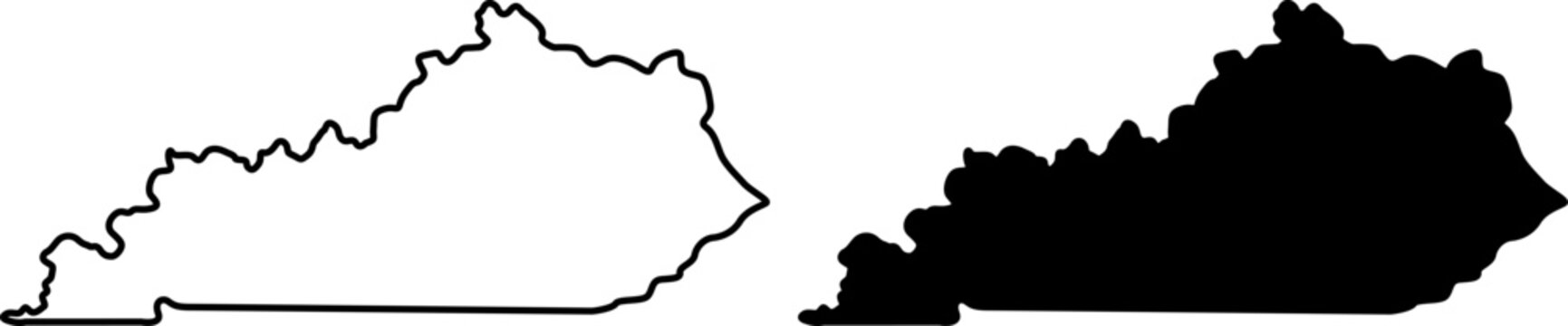 Kentucky state map outline in black and white
