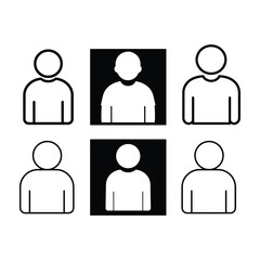 Six people icons in black and white 