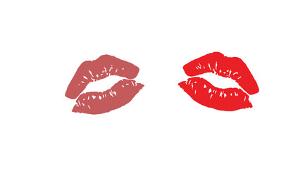 A collection of red lips with various expressions on a white background