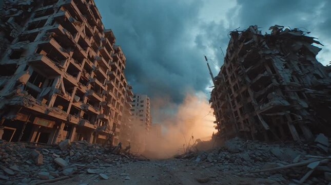 Demolition of Tall Buildings with Explosion.