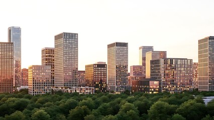 Fototapeta premium Modern cityscape at sunset