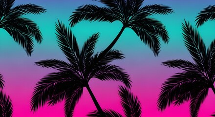 80s Vintage Tropical Palm Leaf Seamless Pattern Miami Style