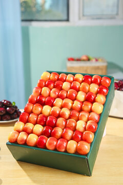 Fresh Golden Rainier Cherries in Box - Premium Imported Yellow Red Fruit Display Kitchen Counter