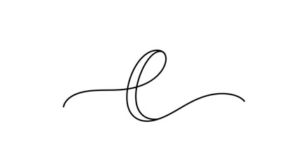 Obraz premium Elegant black and white cursive letter e with artistic swirls