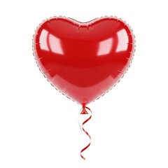 A large red heart-shaped balloon with a twisted tail against a white background