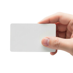 Fototapeta premium Hand holding blank card isolated on transparent background