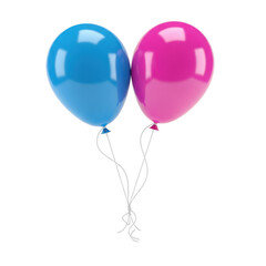 Two colorful balloons floating against a white background
