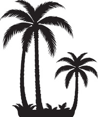 Palm tree silhouette set nature vector isolated on white background 