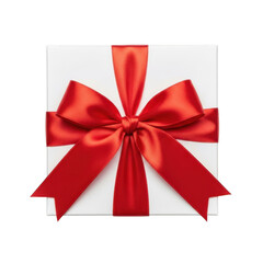 A beautifully wrapped gift box with a vibrant red ribbon and bow