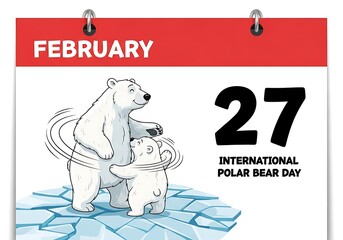 Obraz premium February 27 international polar bear day illustration