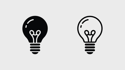 Two light bulbs with different brightness levels, one bright and one dim. isolated on white background, Vector, illustration