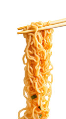 Tasty oriental noodles with chopsticks on transparent background studio shot