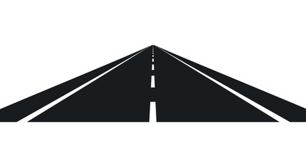 Fototapeta premium A strikingly minimalist composition depicts a long straight road receding into the distance entirely in black silhouette high quality professional