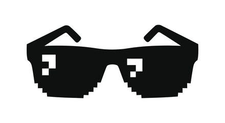 A striking black pixelated sunglasses design dominates the frame offering a bold statement and modern aesthetic silhouette high quality professional © ArtBySalea07