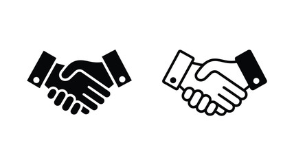 Fototapeta premium Two hands shaking in a formal handshake agreement symbolizing partnership or deal. isolated on white background, Vector, illustration
