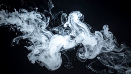 Fototapeta premium Abstract White Smoke Swirls on Black Background.