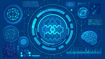 Obraz premium Futuristic technology interface with interconnected digital network elements