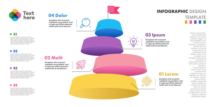 Infographic diagram template 4 level, part or options for marketing; workflow layout; processing; apps; webdesign; timelines;presentation; banner
