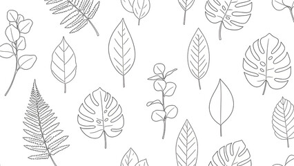 Collection of Various Hand Drawn Leaf Illustrations.