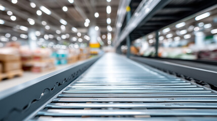 Fototapeta premium Empty factory shelves with missing raw materials display, shortages creating production delays visualization, supply chain issues affecting manufacturing operations, industrial fac