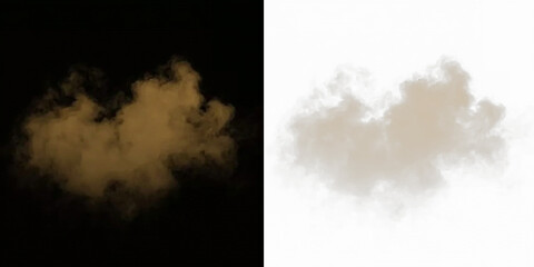 Brown smoke and fog drifting across dark clouds with transparent overlay.  © SerMen