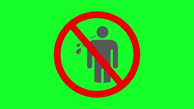 spit of a person with a red circle and cross symbolizing prohibition.