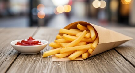 french fries with ketchup