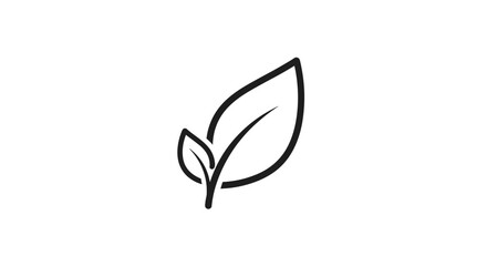 Simple Line Drawing of Two Leaves.