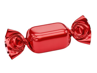Red wrapped candy isolated on transparent background