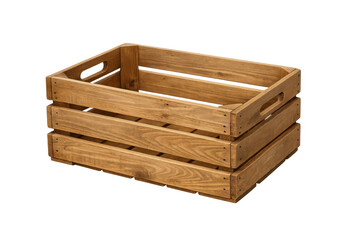 Wooden crate for storage and packaging on transparent background