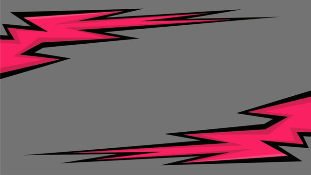 Dynamic hot pink and black lightning bolt graphic elements for automotive decoration or energetic design projects, showcasing speed and a modern aesthetic