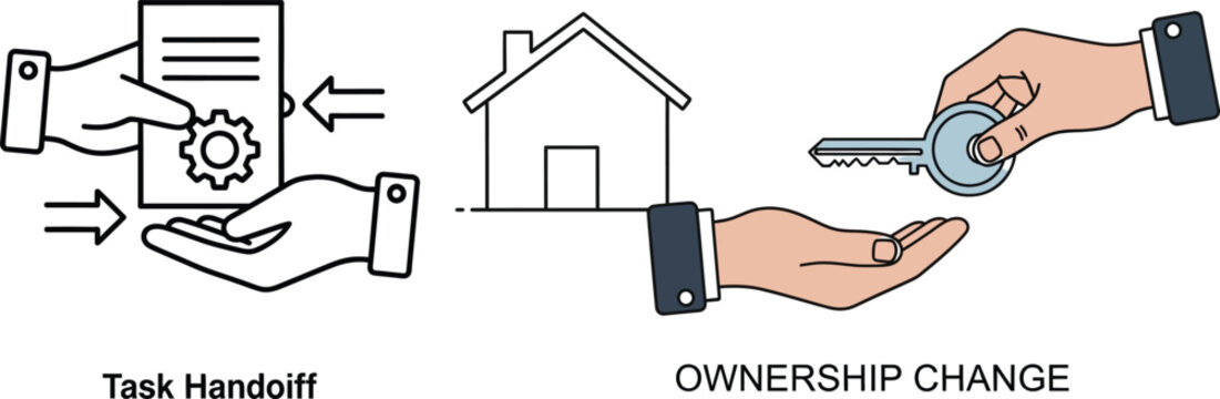 Ownership change process isolated on transparent background