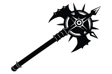 Fototapeta premium battle mace line art silhouette vector illustration