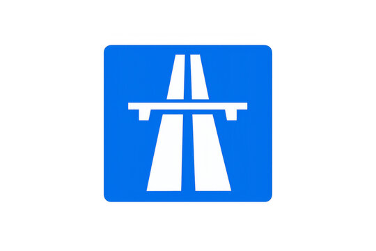 Blue autobahn motorway sign symbol with transparent background