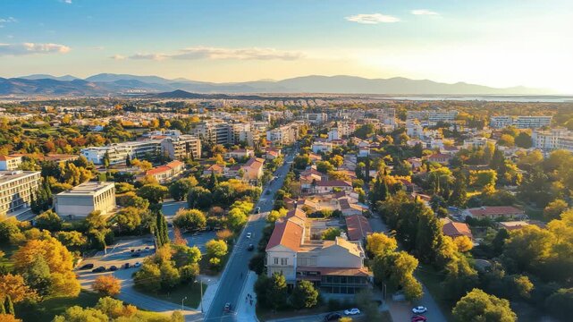 Exploring the vibrant landscape of Argos Greece under bright sunny skies, Aerial view of the city Argos in Greece on a sunny morning