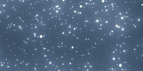 Blue bokeh snowfall 3d render