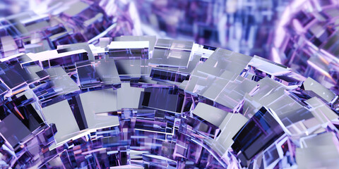 Futuristic glass-panel spiral 3d render