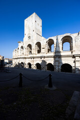 Fototapeta premium Arles Amphitheatre, ancient arena, historic Roman architecture in France