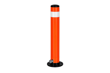 Obraz premium Orange traffic safety bollard with reflective stripes