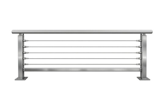 Stainless steel modern railing with cable infill on transparent background