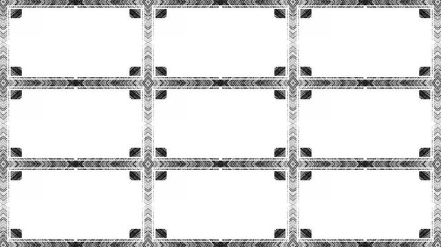 3x3 Blank Grid with Black Borders. Multi-Panel. Nine-Section Framework. Rows and Columns