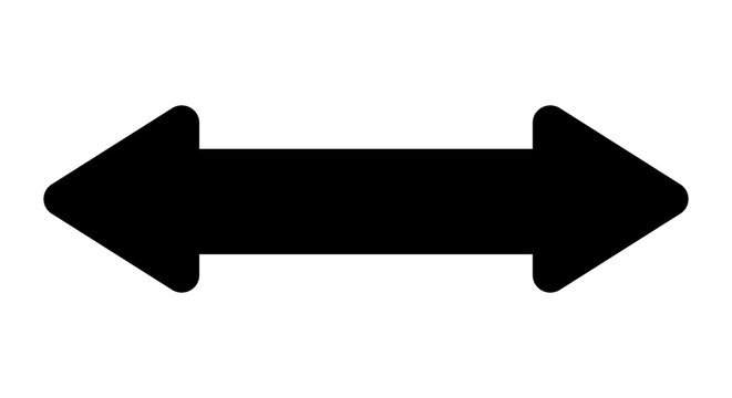 Black double headed arrow icon showing left and right direction navigation comparison and horizontal movement