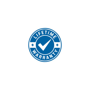 Lifetime warranty guarantee blue badge with checkmark