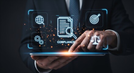 Business Compliance Concept with Digital Document Icons